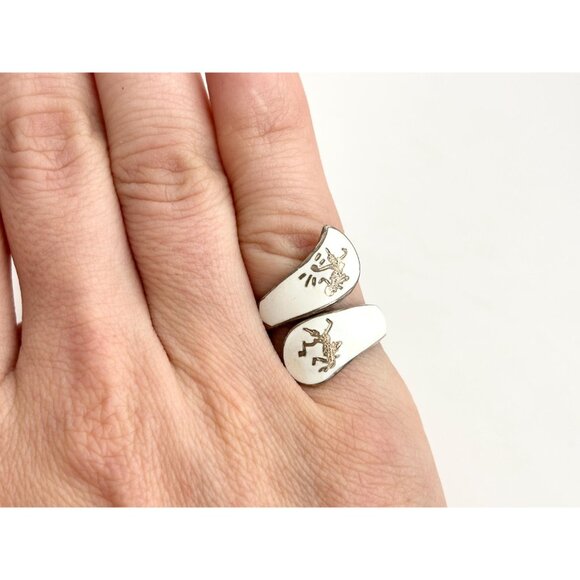 White Guilloche Wrap Siam Thai 925 Sterling Silver Vintage Ring - sz 5.25 - Picture 9 of 14